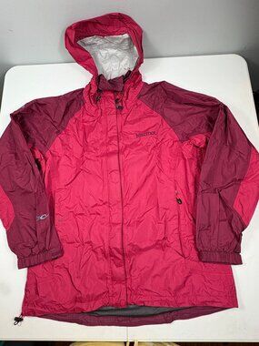 Marmot‎ Womens Large Pink Hooded Windbreaker Rain Jacket Lightweight Full Zip